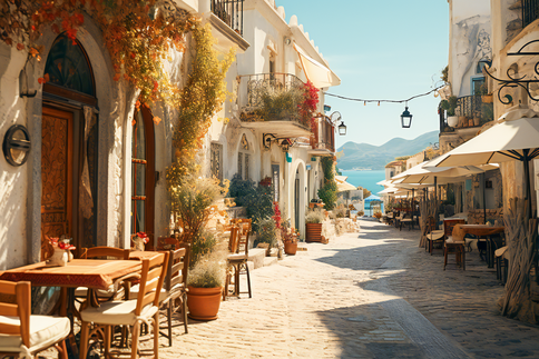 Eine sonnige Gasse auf Mallorca.